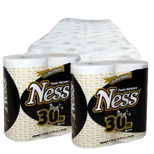 PAPEL HIGIÊNICO NESS FOLHA DUPLA - FARDO 16 PACOTES COM 4 ROLOS 30X10